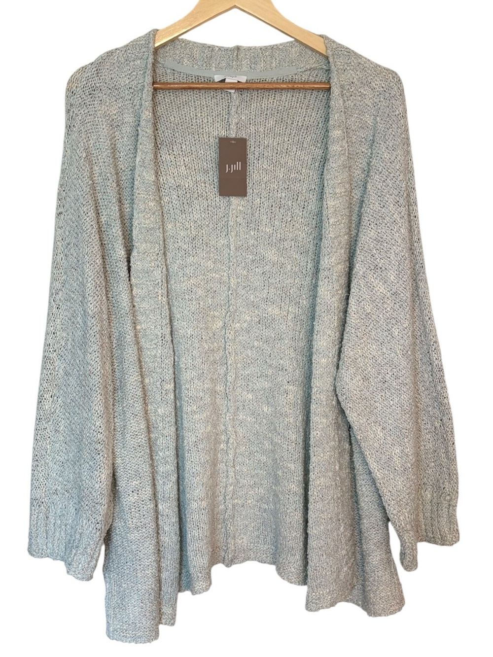 J. Jill Marled Light Blue/Green Women’s Open Front Cardigan Sweater NWT Large